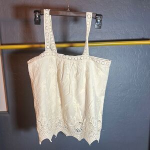 Böhme‎ Cream Embellished Sleeveless Tank Top